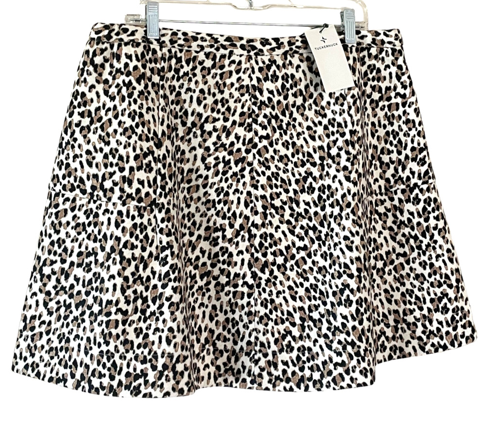 TUCKERNUCK Women's Size XXL Black Brown Cream Leopard NWT Autumnal Lined Skirt